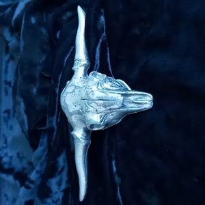 The Great American Belt Buckle Co. Texas Long Horn Skull Buckle #496 1981